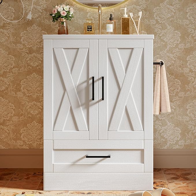 YESHOMY Bathroom Vanity with Sink, Farmhouse Cabinet Easy Assembly by SearchallYESHOMY