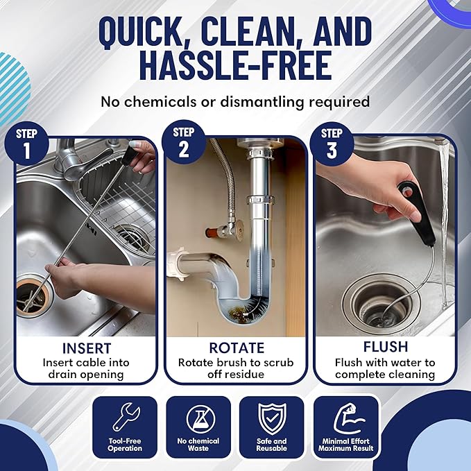 48" Flexible Long Pipe Brush | AC Drain Cleaner Tool | Sink Line Unclogger | - Image 6