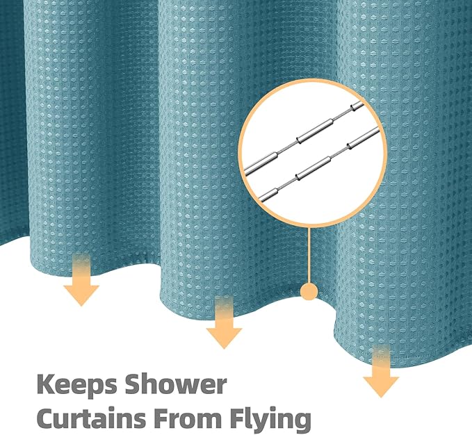 LaCyan 3 in 1 Waterproof Waffle Weave Shower Curtain and Clear Liner Set - Image 4