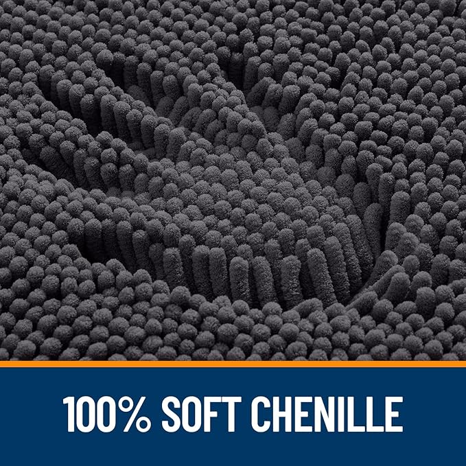 OLANLY Bathroom Rugs 59x24, Extra Soft Absorbent Chenille Bath Rugs, Rubber - Image 3