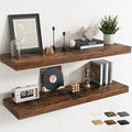 48 Inch Long Floating Shelves for Wall 2 Pack, Easy Install Engineered Wood by Marsmiles
