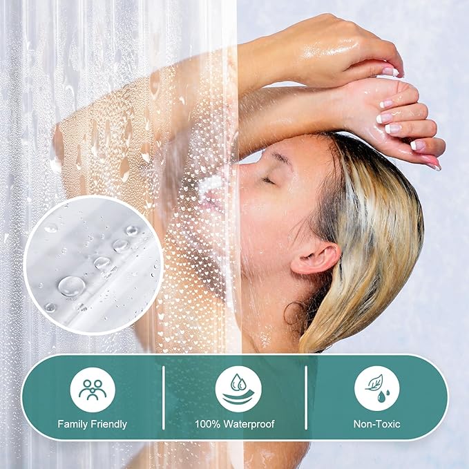 AmazerBath Heavy Duty Shower Curtain Liner 12 Gauge, 72 x 84 Inches Clear - Image 5