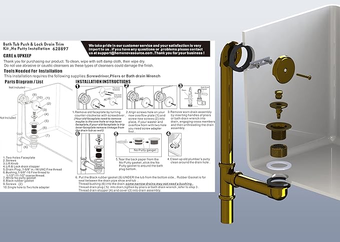 Artiwell Push & Lock Tub Trim Set - Image 6