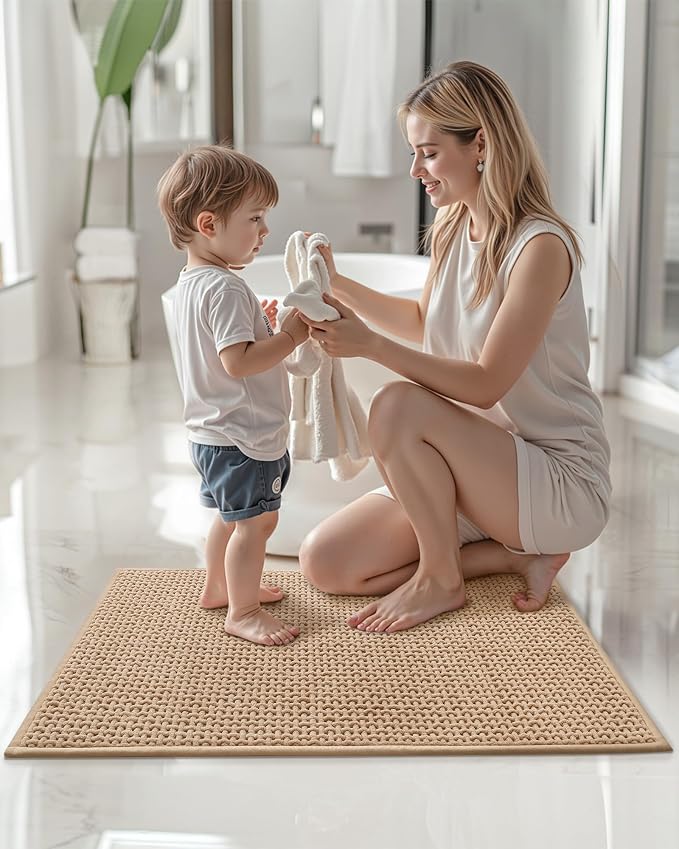 Color&Geometry Rubber Backed Waffle Bath Mat Non Slip Machine Washable Bathroom - Image 7
