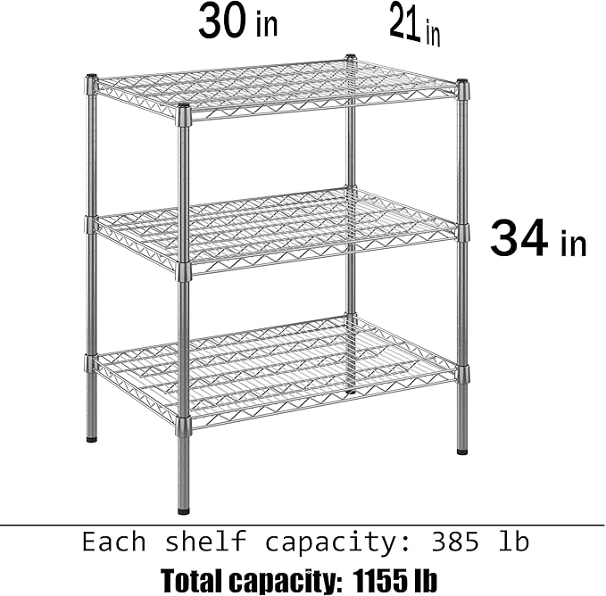 21" Deep x 30" Wide x 34" Height Wire Shelving Kit | 3-Tier | NSF Commercial - Image 3