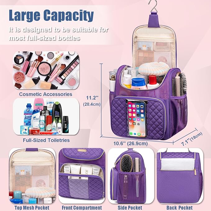 Large Toiletry Bag for Women Men, Portable Shower Caddy For College Dorms - Image 4
