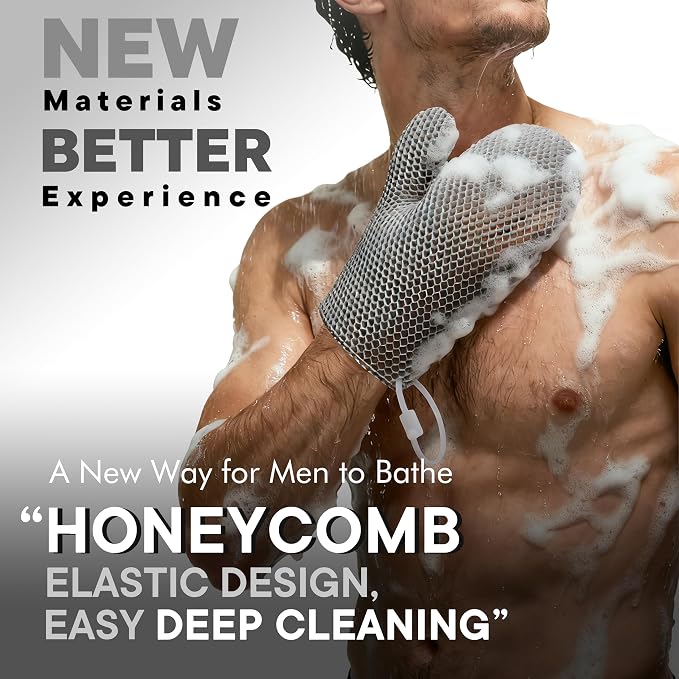 Bath Mitt - Exfoliating Glove, Honeycomb Body Scrubber, Massage Body Scrub - Image 4