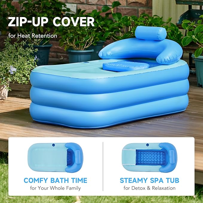 CO-Z Inflatable Adult Bath Tub, Free-Standing Blow Up Bathtub - Image 5