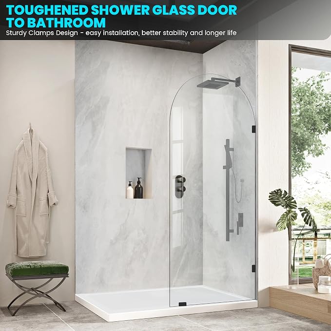 34" W ×77.2" H Shower Glass Door, Bathroom Framless Glass Shower Panel Door - Image 2