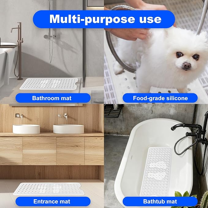 Silicone Bath Tub Mat Non Slip, Upgraded Bathtub and Shower Mats, Machine - Image 8