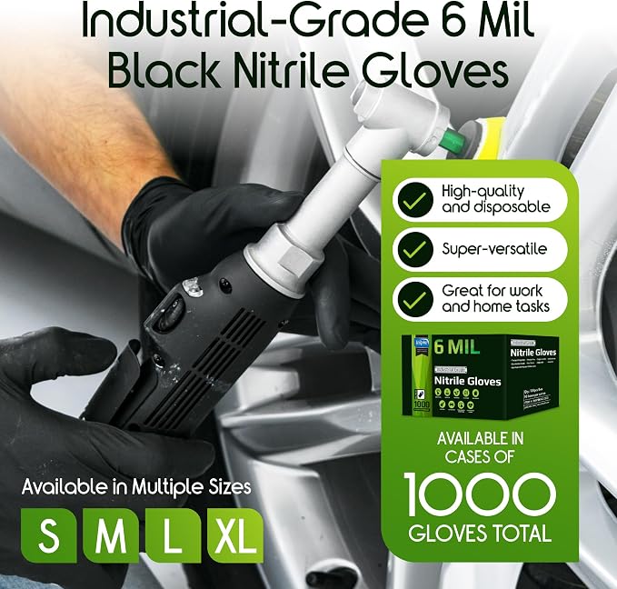 Inspire HEAVY DUTY ORIGINAL Stretch Nitrile Black Gloves Disposable Latex Free - Image 2