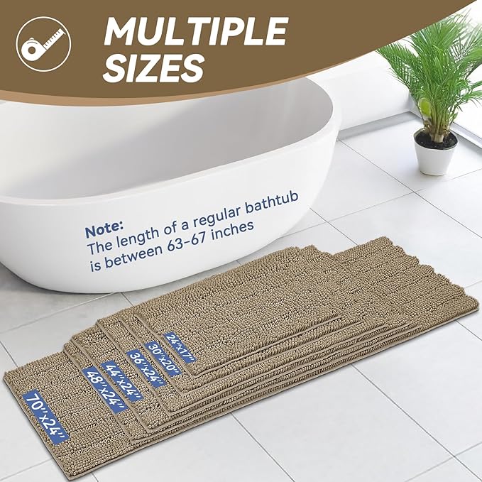 Bcoimo 30"×20" Chenille Bath Mat – Non-Slip - Image 2