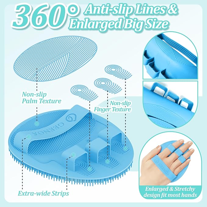 Soft Silicone Bath Glove & Face Scrubber Set 2PCS, 360° Anti-Slip & Hand-fit - Image 5