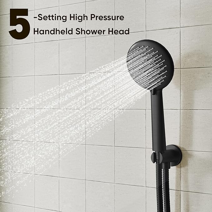 Gabrylly Black Shower System, Pressure Balance Shower Faucet Set, High Pressure - Image 4