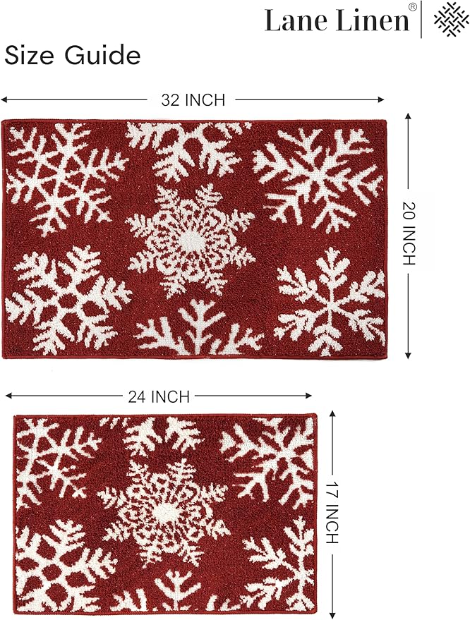 LANE LINEN Snowflake Premium Christmas Bath Rug Set 2 Piece, Extra Soft & - Image 2