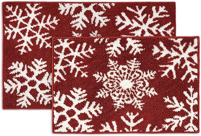 LANE LINEN Snowflake Premium Christmas Bath Rug Set 2 Piece, Extra Soft & by LaneLinen