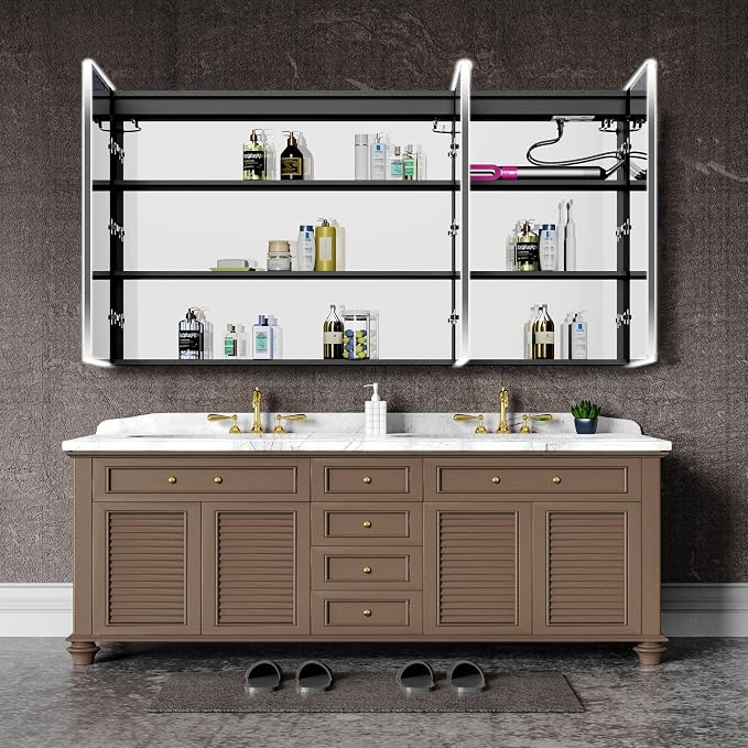 LED Medicine Cabinet Mirror, 60”W x 36”H Bathroom Medicine Cabinets - Image 8