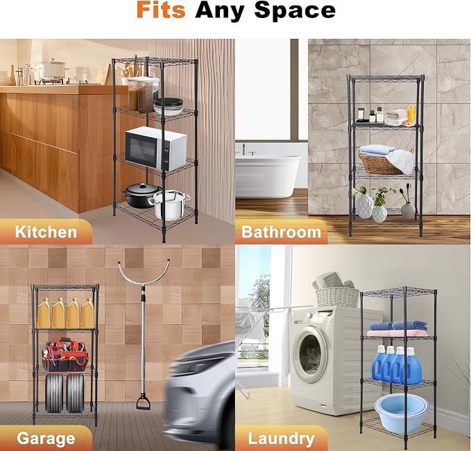 Whitmor 4 Tier Storage Shelves, Heavy Duty Metal Shelving, 400 lbs Capacity per - Image 7
