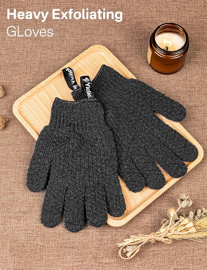 Yiclick Heavy Exfoliating Gloves, Exfoliating Body Scrubber - Image 2
