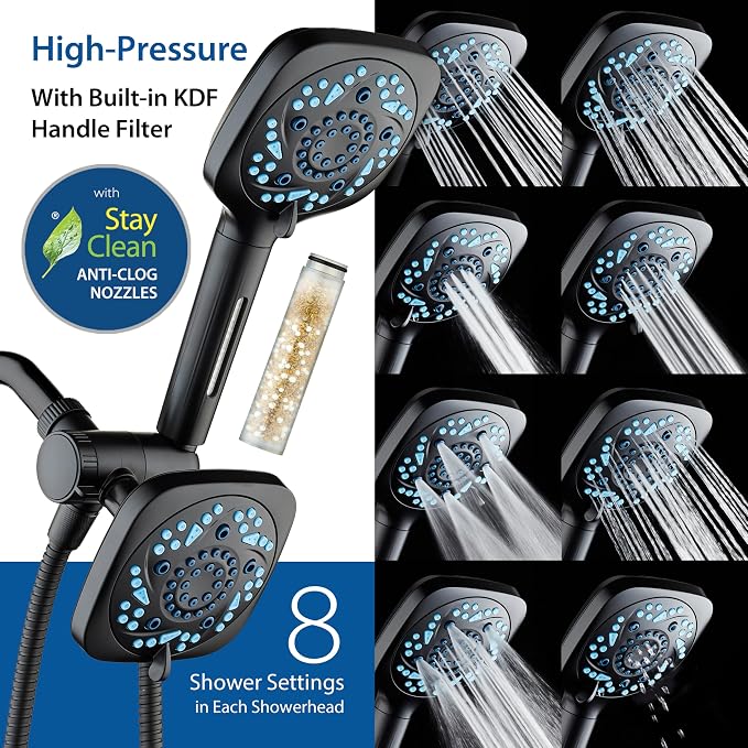 6-way High Pressure 82 Spray Mode Filtered Showerhead Combo - Image 4