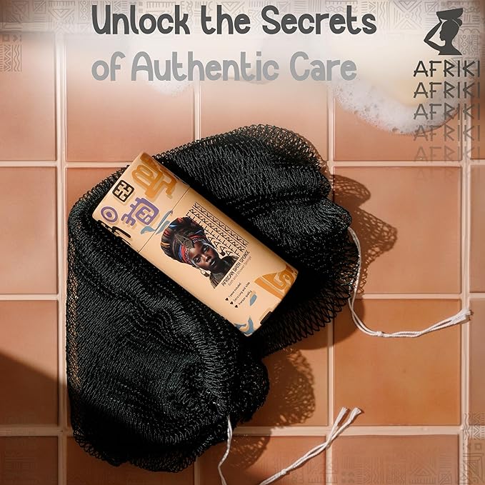 AFRIKI African Net Sponge – Exfoliating Body Scrubber, All Skin Types | 45 in - Image 4