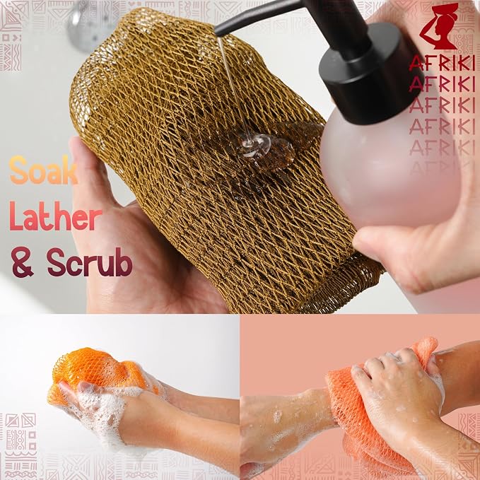 AFRIKI African Net Sponge – Exfoliating Body Scrubber, All Skin Types | 45 in - Image 5