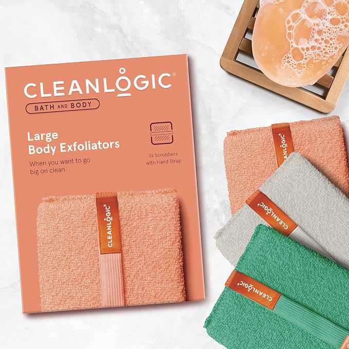 Cleanlogic Bath and Body Exfoliating Body Scrubber, Large Exfoliator Tool - Image 2