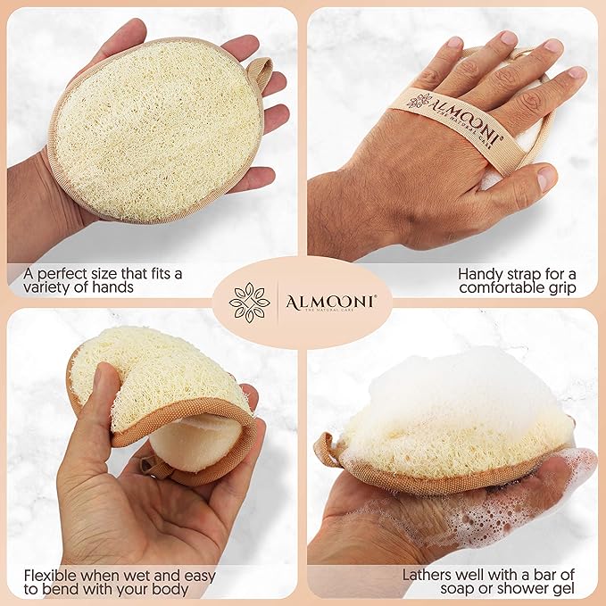Almooni Natural Loofah Exfoliating Body Scrubber, Made - Image 3