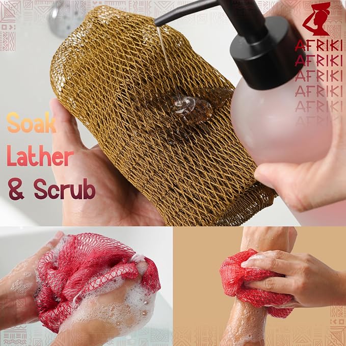 AFRIKI African Net Sponge – Exfoliating Body Scrubber, All Skin Types | 45 in - Image 5