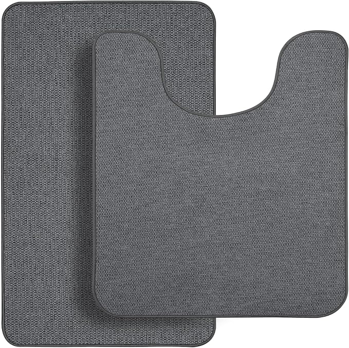 Bathroom Rugs Set 2 Pieces, Thin Bathroom Mats, Toilet Rugs, Quick Dry - Image 7
