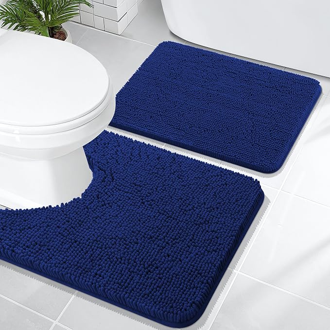 OLANLY Bathroom Rugs Sets 2 Piece, Soft Absorbent Chenille Bath Mats and by OLANLY