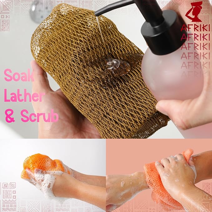 AFRIKI African Net Sponge – Exfoliating Body Scrubber, All Skin Types | 45 in - Image 6
