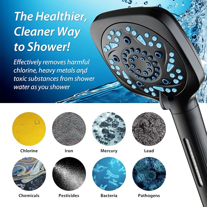 6-way High Pressure 82 Spray Mode Filtered Showerhead Combo - Image 6