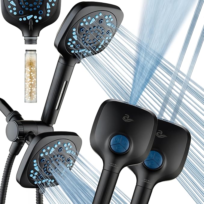 6-way High Pressure 82 Spray Mode Filtered Showerhead Combo by HotelSpa