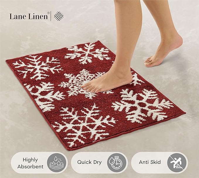 LANE LINEN Snowflake Premium Christmas Bath Rug Set 2 Piece, Extra Soft & - Image 3