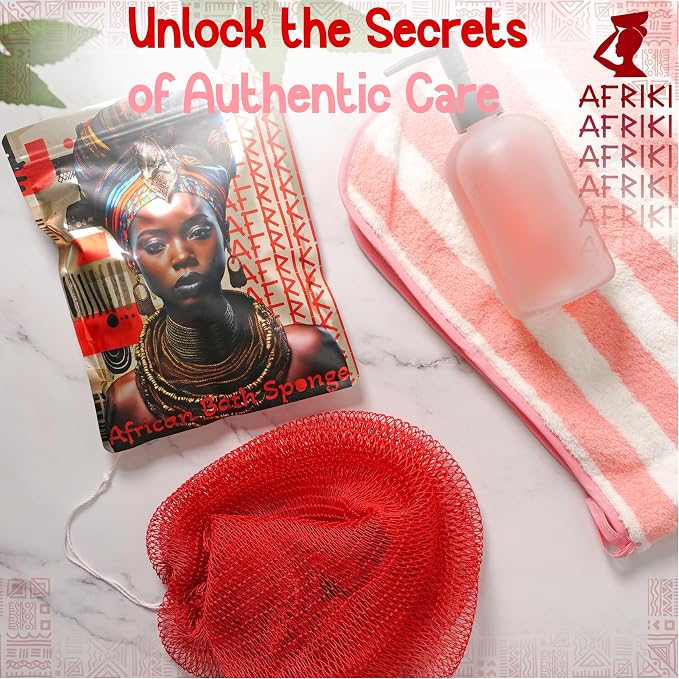 AFRIKI African Net Sponge – Exfoliating Body Scrubber, All Skin Types | 45 in - Image 4