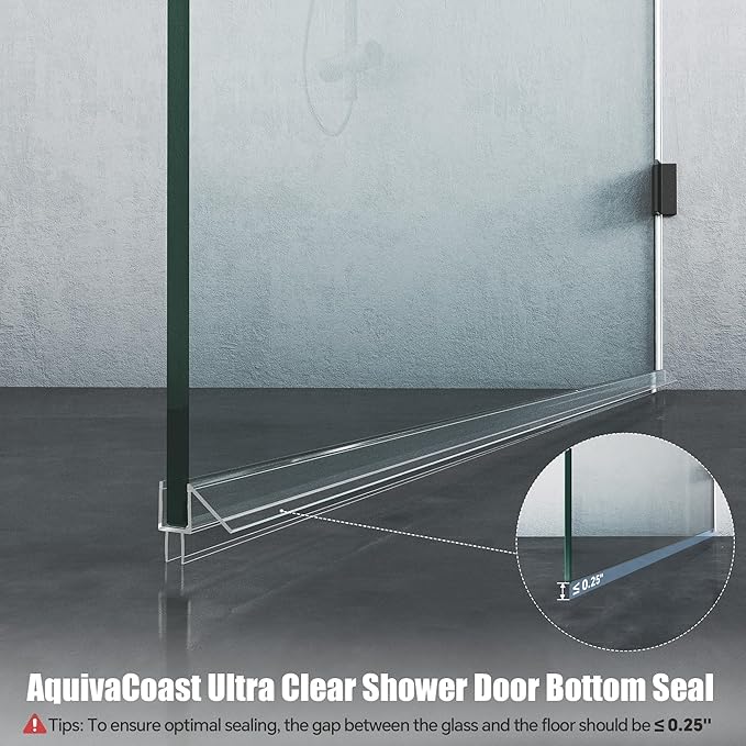 2-Pack Shower Door Bottom Seal, Ultra Clear Glass Shower Door Seal Strip - Image 3