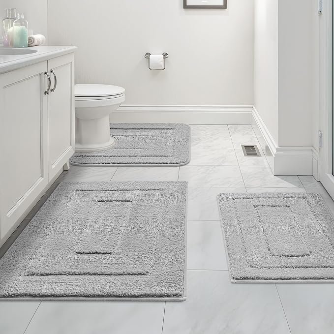 GRANNY SAYS Bathroom Rugs Sets 3 Piece, Super Soft Absorbent Microfiber Bath by GRANNYSAYS