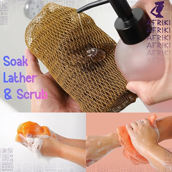 AFRIKI African Net Sponge – Exfoliating Body Scrubber, All Skin Types | 45 in - Image 6