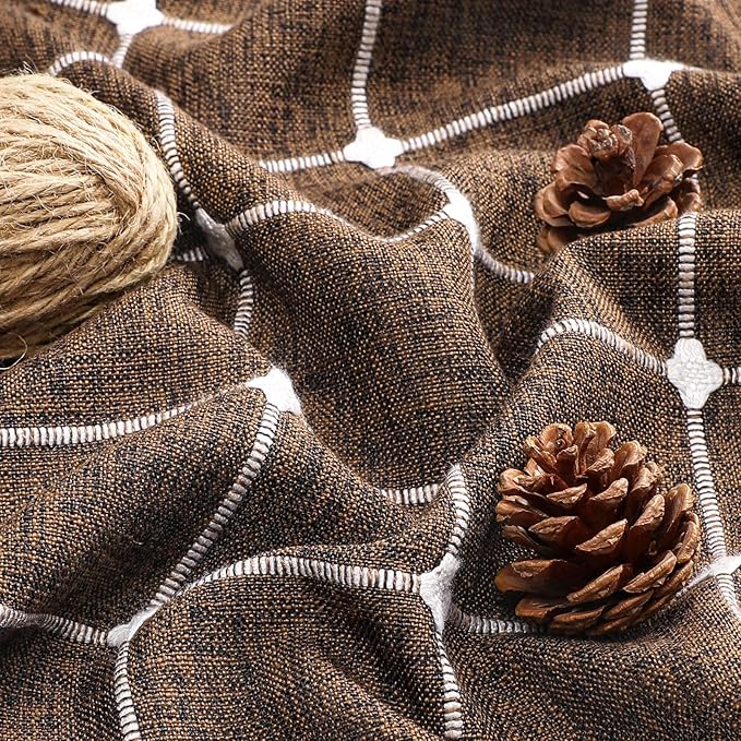 MitoVilla Brown 72 x 78 Farmhouse Shower Curtain, Boho 78 inch Long Polyester - Image 4