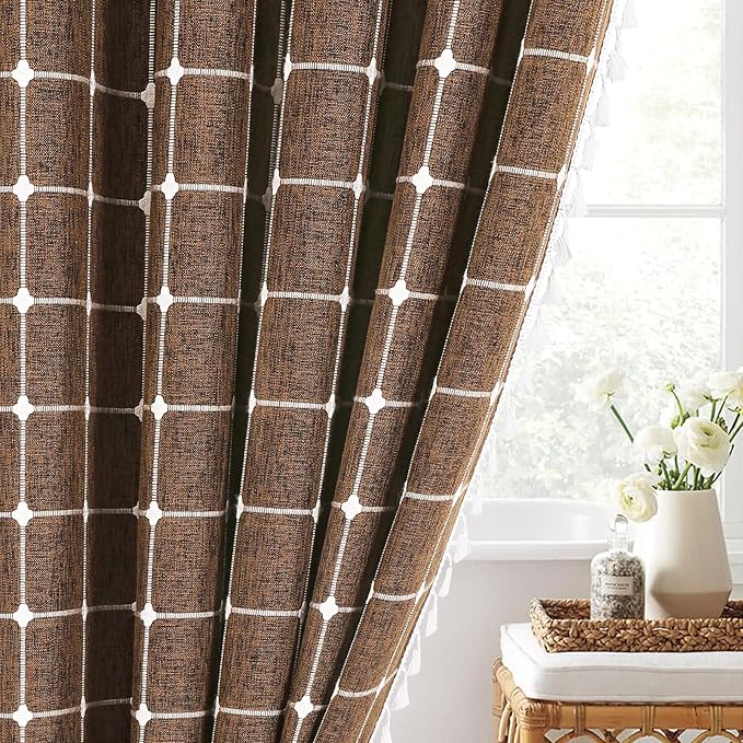 MitoVilla Brown 72 x 78 Farmhouse Shower Curtain, Boho 78 inch Long Polyester - Image 7