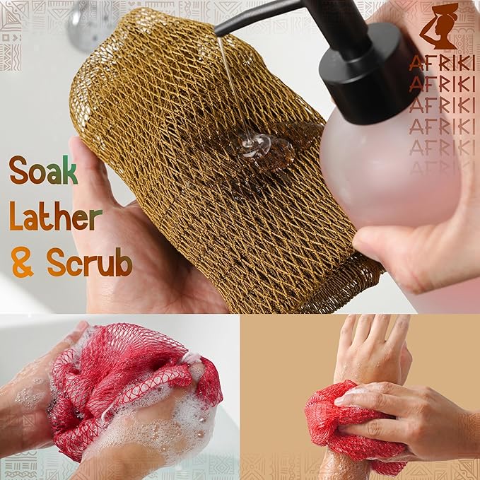 AFRIKI African Net Sponge – Exfoliating Body Scrubber, All Skin Types | 45 in - Image 5