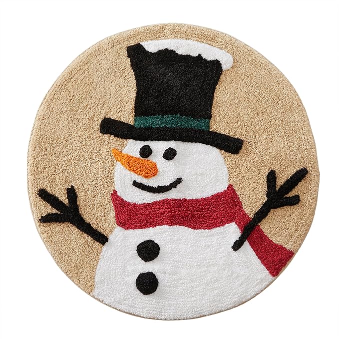 SKL Home Christmas/Winter Rustic Plaid Snowman Rug by SKLHomebySaturdayKnightLtd