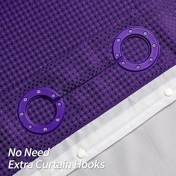 MitoVilla Purple Waffle Small Stall Shower Curtain Liner Set 36 x 74, No Hooks - Image 3